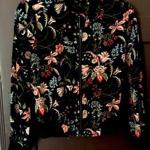 Black flower embroidered jacket!